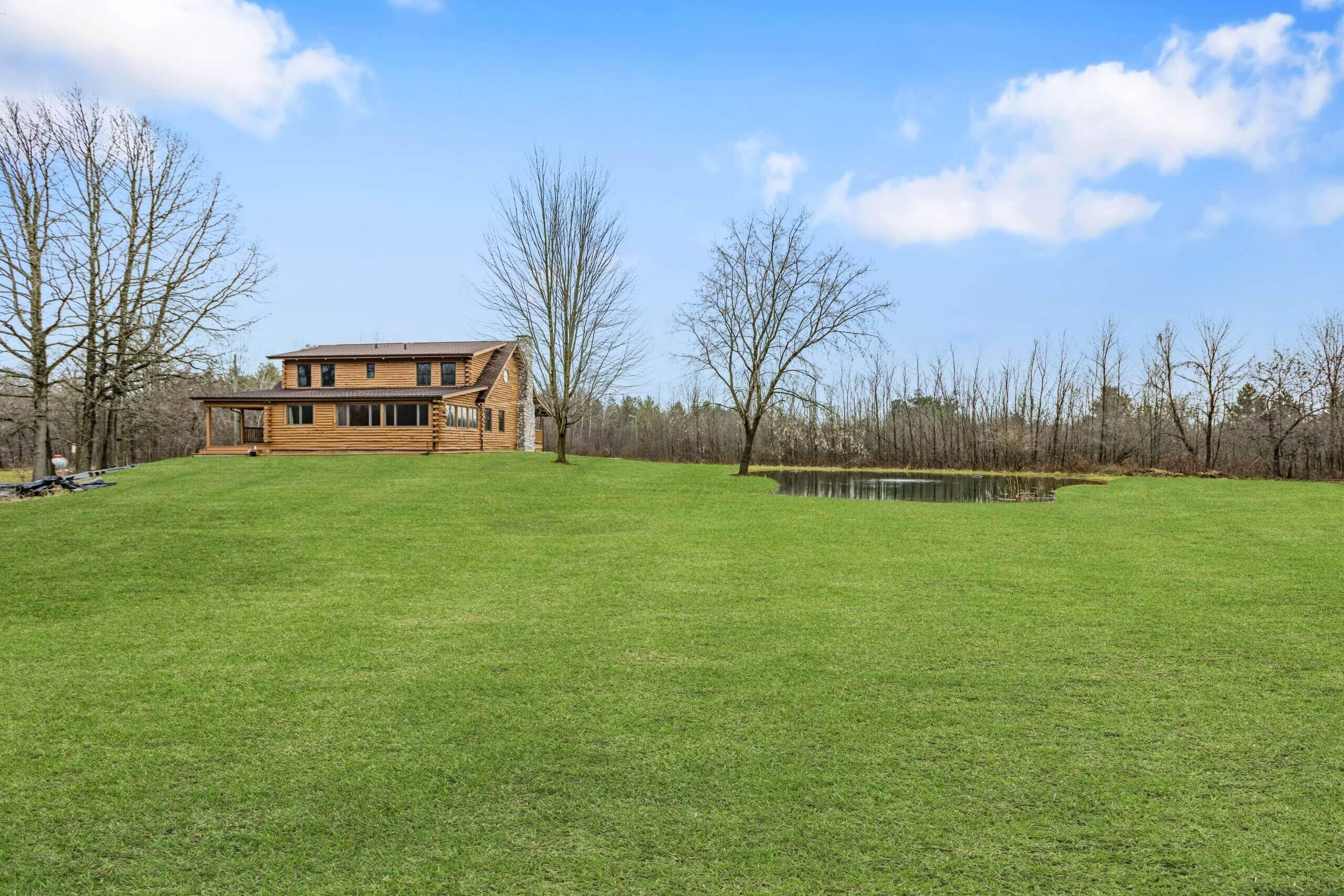 Before lawn enhancement in real estate photo editing